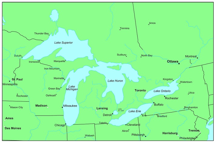 map of the great lakes