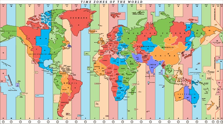 world map with time zones