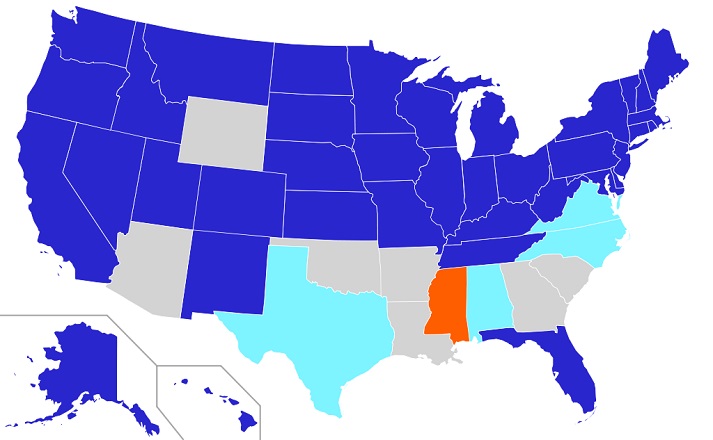 24th Amendment ratification map