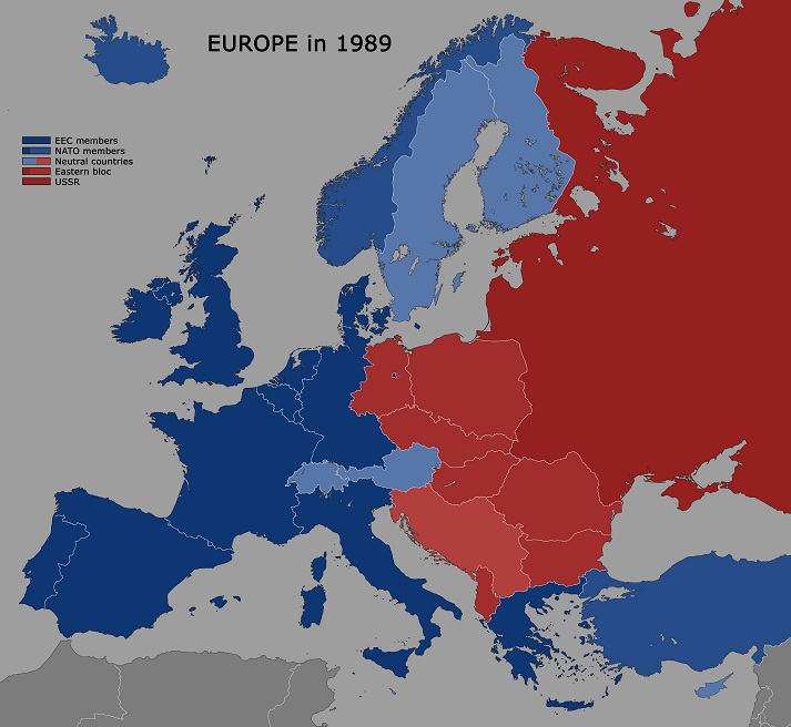 map of Europe in 1989
