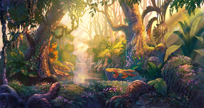 painting of storybook forest