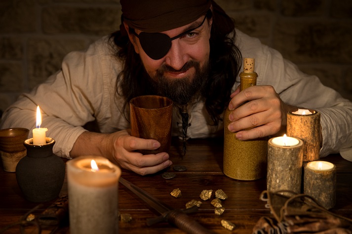 pirate drinking rum