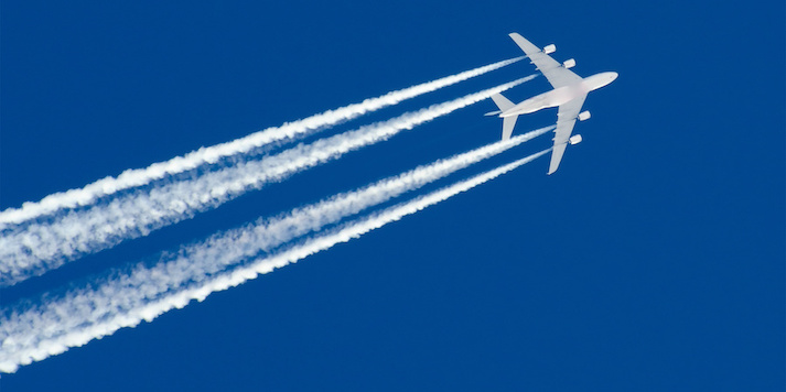 plane with four contrails