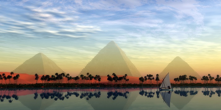 the Great Pyramids and the Nile in Egypt