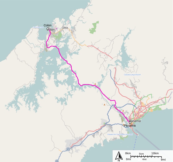 Panama Canal Railway map