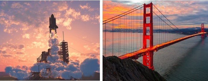 rocket and the Golden Gate Bridge