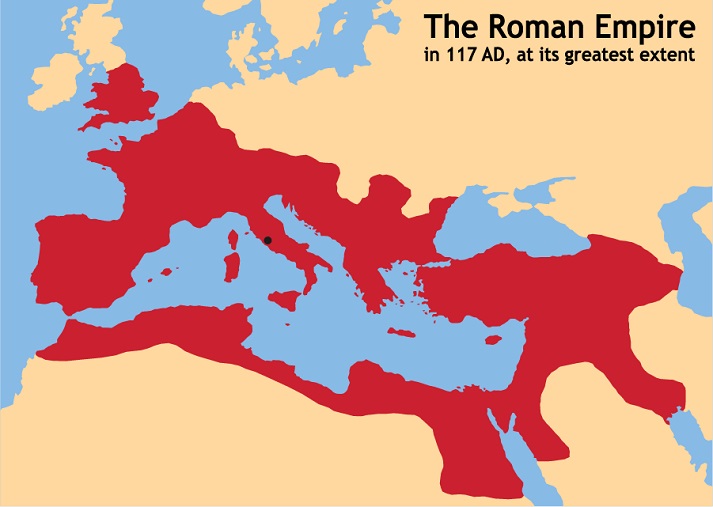 map of the Roman Empire at its height