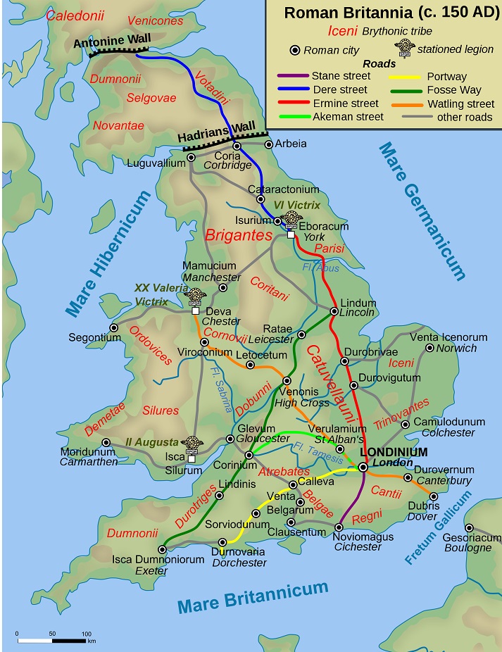 Roman Roads in Britain around 150 AD