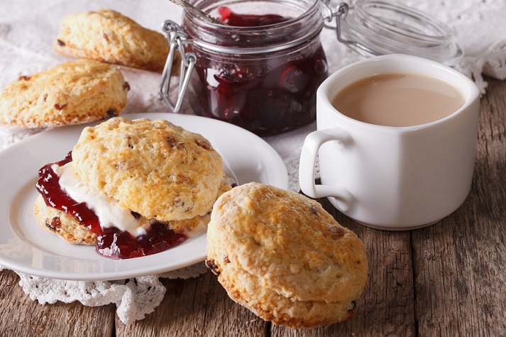 scones with jam and tea