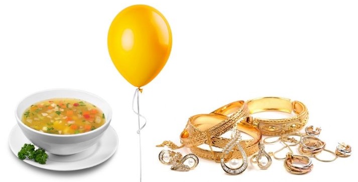 soup, balloon, and jewelry
