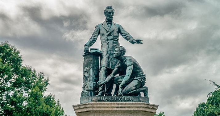 statue of Lincoln with a freed man