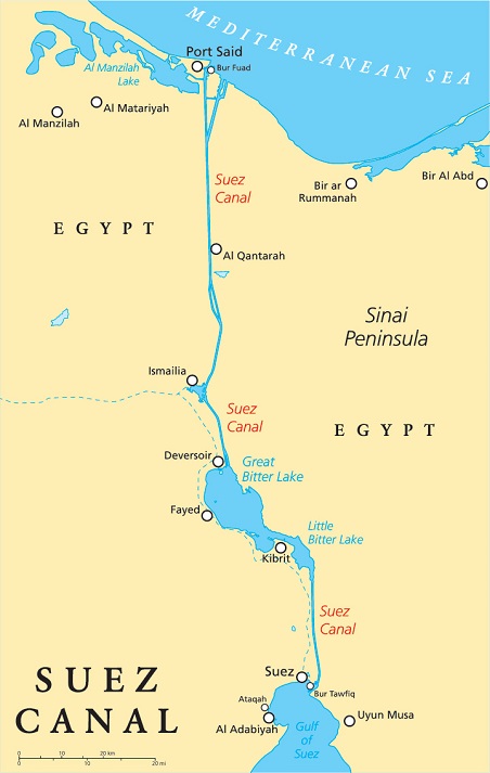 map of the Suez Canal