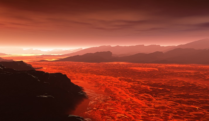 lava flowing across Venus