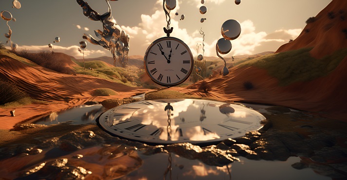landscape with clocks