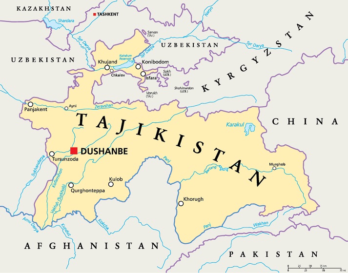 map of Tajikistan