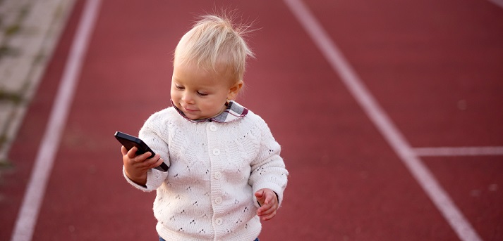 child playing with a phone