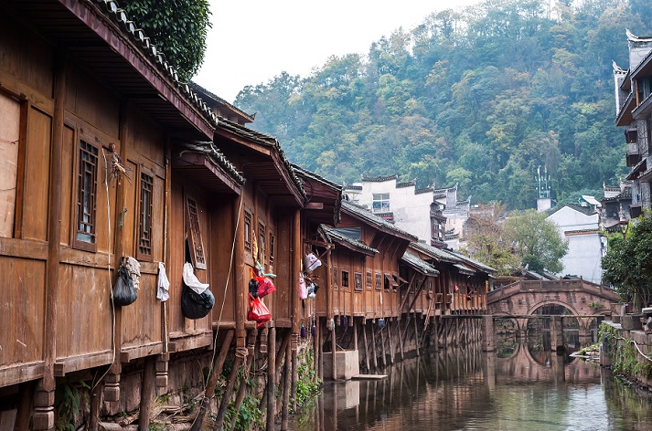 traditional wooden buildings in China