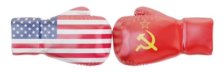 USA vs USSR boxing gloves