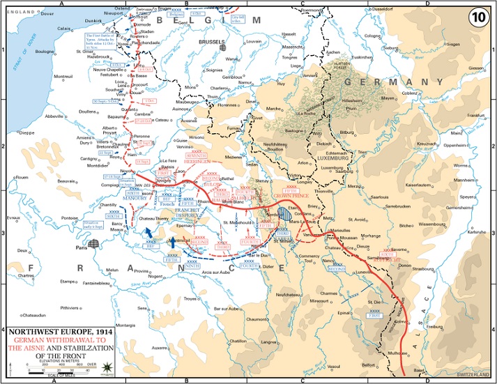 Map of the Western Front, World War I