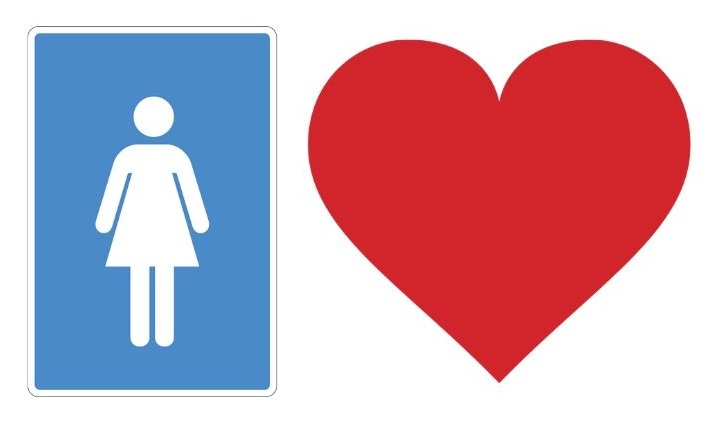 woman and heart symbols