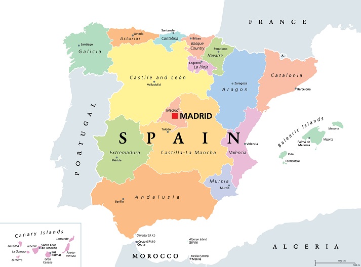 map of spain and other countries