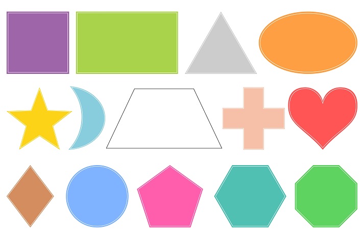 examples of 2 dimensional shapes