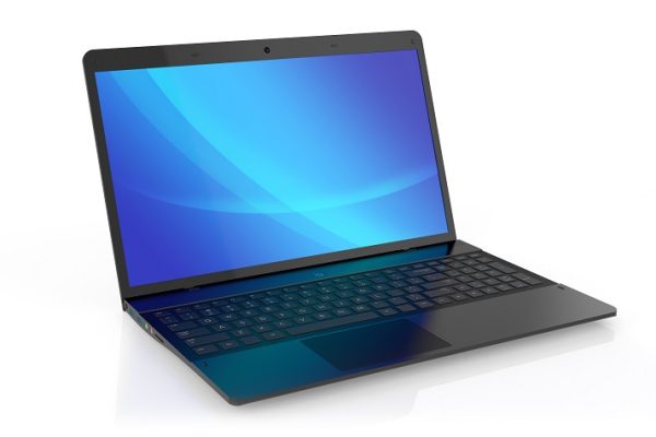 Modern black laptop. Modern black laptop.